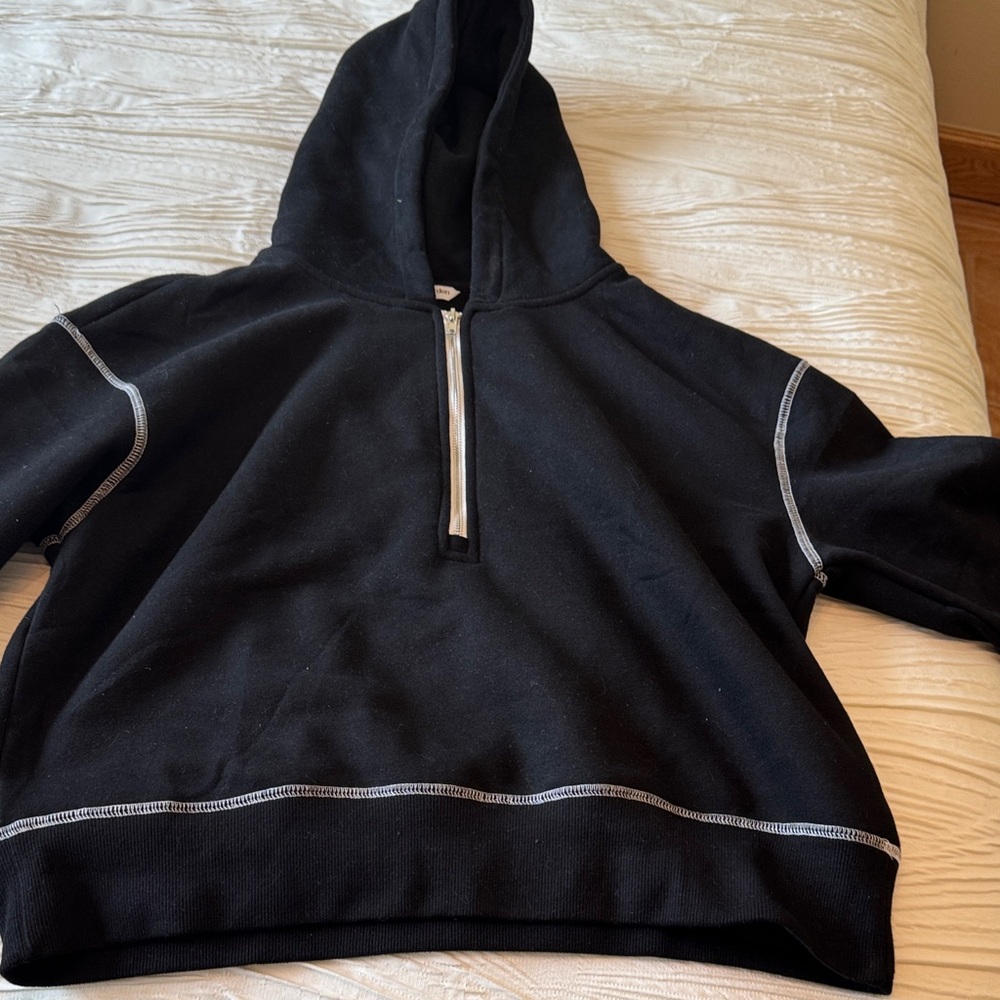 Black Hoodie with White Stitching